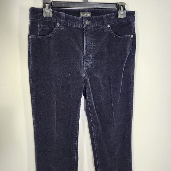 Talbots Womens Corduroy Straight Leg Pant Size 4 Mid Rise Stretch Blue Academia - Picture 4 of 8